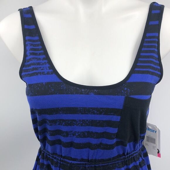 Roxy sleeveless black blue striped tank dress - Picture 1 of 6